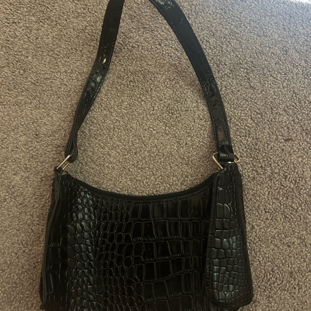 Target Black Crocodile-Pattern Shoulder Bag